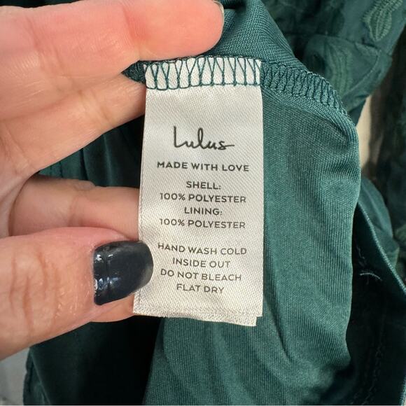 Lulus Inclined To Romance Emerald Green Floral Embroidered Mini Dress NWT - Picture 10 of 11